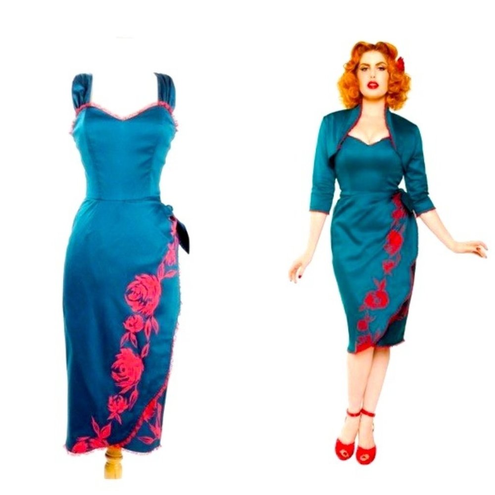 Pinup Girl Clothing Navy & Red Senorita Dress XS